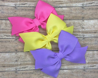 SET of 3 hair bows - hair bows, bows, hair bows for girls, baby bows, hair clips, toddler bows, boutique bows, 4 inch hair bows