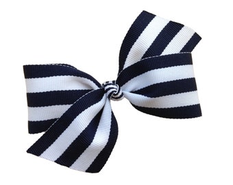 Navy blue hair bow - hair bows, baby bows, pigtail bows, toddler hair bows, girls hair bows, hairbows