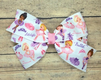 Ballerina hair bow - 5 inch hair bows, hair bows, bows for girls, baby bows, toddler hair bows, girls hair bows