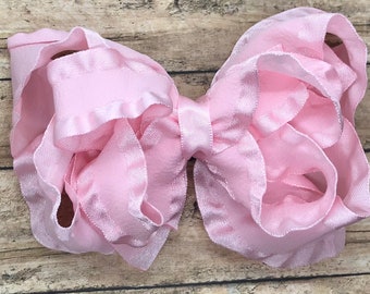 Double ruffle hair bow - hair bows, bows, hair bows for girls, baby bows, hair clips, boutique hair bows, toddler bows, big hair bows