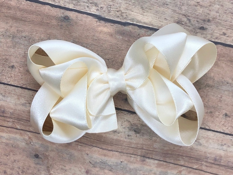 toddler bows baby bows hair bows bows hair bow girls hair bows hair clips bow hair bows for girls girls bows Ivory satin hair bow