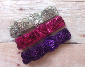 Set of 3 glitter hair clips - hair bows, hair clips, bows for girls, baby bows, hair clips for girls, baby hair clips, hairbows