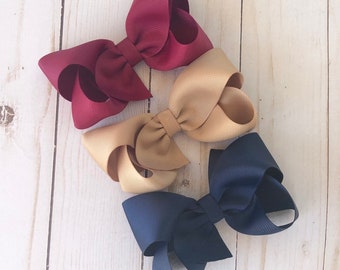 School uniform hair bow set - hair bows, bows, hair bows for girls, baby bows, hair clips, toddler bows, boutique bows, 4 inch hair bows