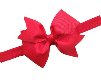 Red baby headband - baby headband bows, baby bows, newborn headbands, baby girl headbands, headbands baby