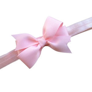 Light pink baby headband - baby girl headband, baby headband bows, newborn headband, baby bows, baby hair bows, bow headband
