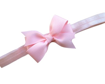 Light pink baby headband - baby girl headband, baby headband bows, newborn headband, baby bows, baby hair bows, bow headband