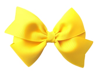 Yellow hair bow - yellow bows, hair bows, bows for girls, girls bows, toddler hair bows, 4 inch hair bows