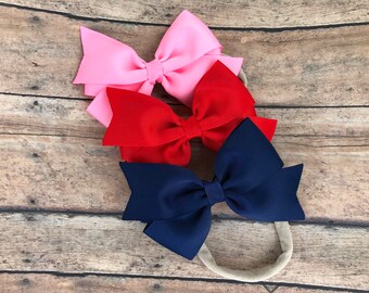 YOU PICK COLOR baby headband - baby headband bows, nylon headbands, baby headband set, baby girl headbands, newborn headbands, baby bows