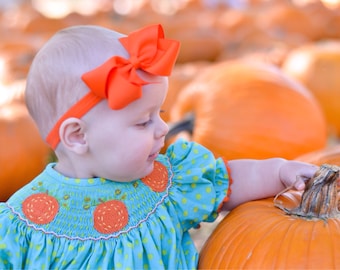 Orange baby headband - baby headband bows, baby bows, newborn headbands, baby girl headbands, headbands baby