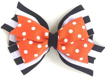 Halloween hair bow - Halloween bows, hair bows, girls hair bows, toddler hair bows, 4 inch hair bows