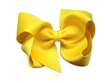 Yellow hair bow - hair bows, bows for girls, boutique hair bows, toddler hair bows, 4 inch hair bows