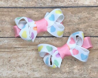 Heart baby hair bows - hair bows for girls, baby bows, toddler hair bows, pigtail bows, pink bows, hair clips