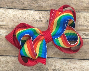 Rainbow hair bow - hair bows, bows for girls, baby bows, toddler bows, pigtail bows, girls bows, girls hair bows, boutique bows