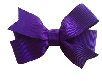 Dark purple hair bow - girls hair bows, 3 inch hair bows