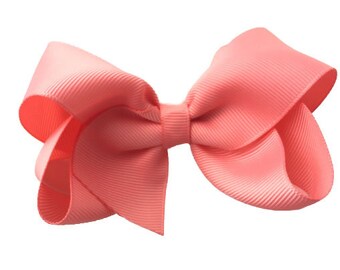 Light coral hair bow - hair bows, bows for girls, girls bows, boutique bows, toddler bows, baby bows, 4 inch hair bows