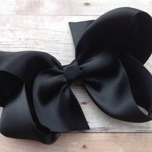 Black satin hair bow - satin hair bows, hair bows, bows for girls, satin bows, boutique bows, toddler bows