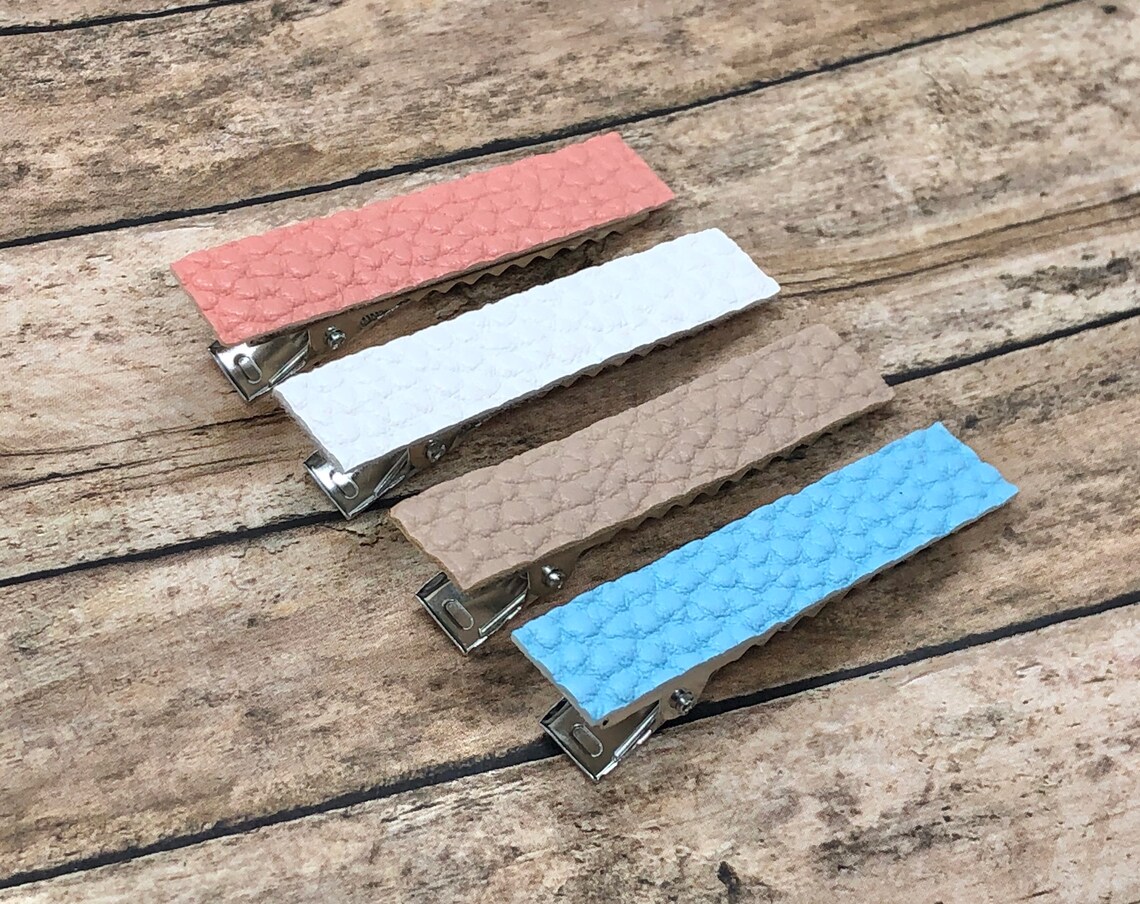 Set of 4 Faux Leather Hair Clips Hair Bows Hair Clips Bows Etsy