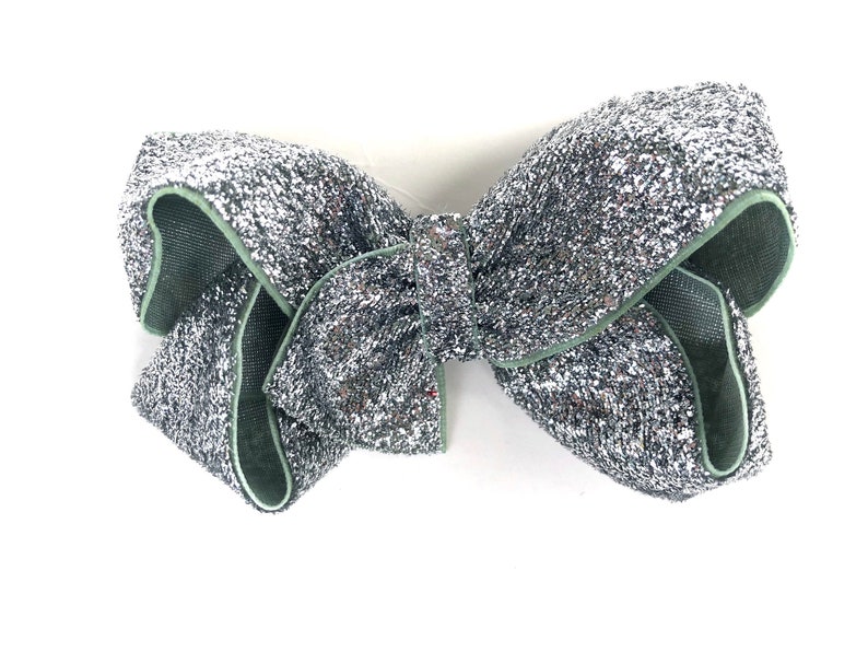 Glitter Hair Bow Silver Bows Hair Bows Toddler Hair Bows Etsy