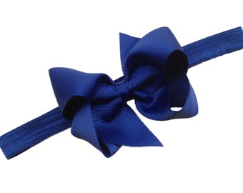 Navy blue baby headband - baby headband bows, baby bows, baby bow headbands, baby hair bows, hair bows, newborn headbands