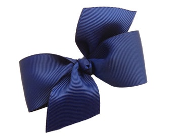 Navy blue hair bow - hair bows, girls bows, toddler hair bows, 4 inch hair bows, pinwheel bows