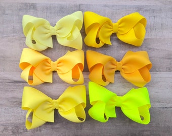 YOU PICK yellow hair bow - hair bows, bows for girls, boutique hair bows, toddler hair bows, 4 inch hair bows