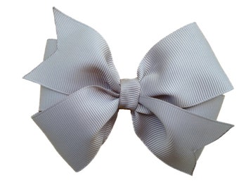 Gray hair bow - hair bows, bows for girls, 4 inch hair bows, pigtail bows, girls bows, toddler bows, big hair bows