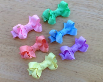 Set of 6 baby bows - hair bows, bows for girls, toddler hair bows, pigtail bows, baby hair bows, baby girl bows, hair clips