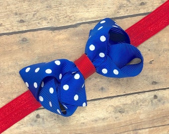Fourth of July baby headband - red, white & blue baby headband, baby girl headband, baby headband bows, newborn headband, baby bows