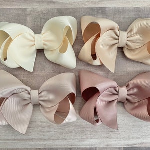 Neutral colors hair bow set - hair bows, bows, hair bows for girls, baby bows, hair clips, toddler bows, boutique bows, 4 inch hair bows
