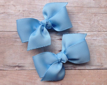 Light blue pigtail bows, hair bows, bows, hair clips, baby bows, baby hair clips, hair bows for girls, toddler hair bows, girls hair bows