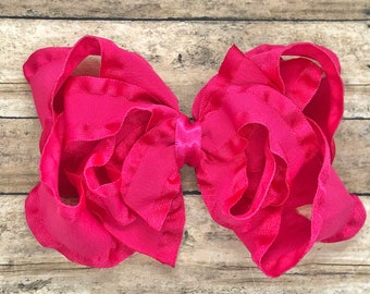 Double ruffle hair bow - hair bows, bows, hair bows for girls, baby bows, hair clips, boutique hair bows, toddler bows, big hair bows