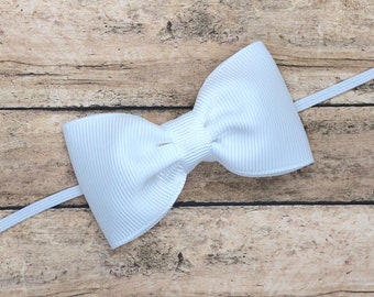 White baby headband - baby girl headband, baby headband bows, baby bows, newborn headband, baby bow headband, baby girl