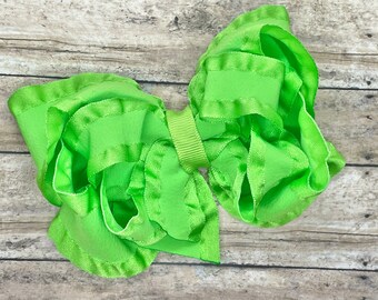 Double ruffle hair bow - hair bows, bows, hair bows for girls, baby bows, hair clips, boutique hair bows, toddler bows, big hair bows