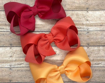 Fall hair bow set - hair bows, bows, hair bows for girls, baby bows, hair clips, toddler bows, boutique bows, 4 inch hair bows