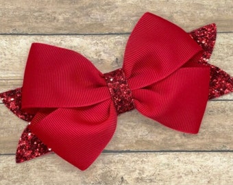 Red hair bow - hair bows, bows for girls, baby bows, toddler hair bows, girls hair bows, boutique hair bows, hair clips, hairbows