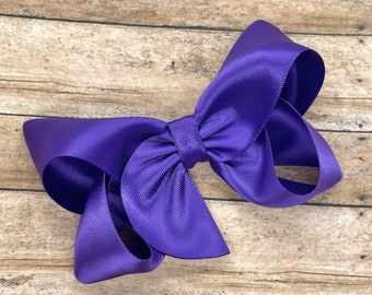 Satin hair bow - royal purple hair bow, hair bows, bows for girls, toddler hair bows, satin bows, purple bows