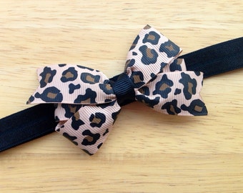 Leopard print baby headband - baby headband bows, baby girl headband, newborn headband, baby bows, baby bow headband