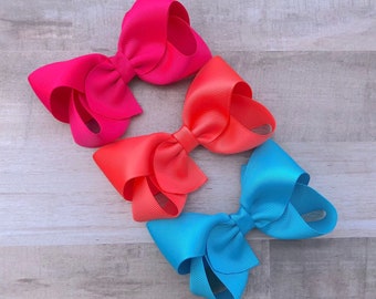 Summer hair bow set - hair bows, hair bows for girls, hair clips, toddler bows, boutique bows, 4 inch hair bows