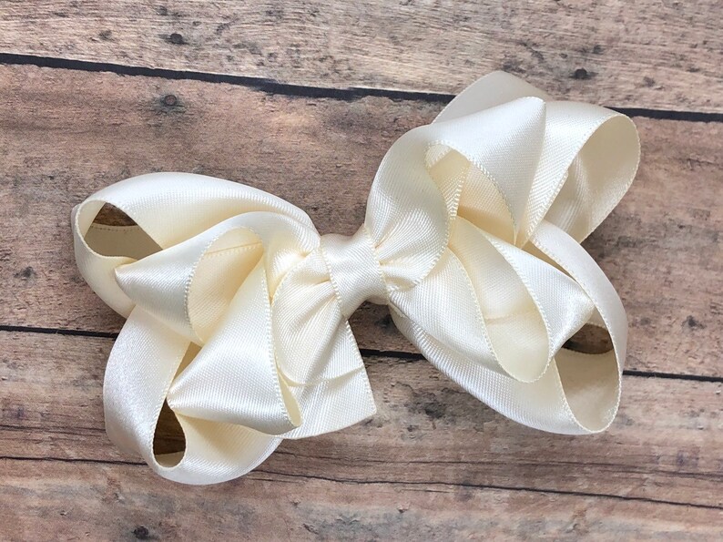 toddler bows baby bows hair bows bows hair bow girls hair bows hair clips bow hair bows for girls girls bows Ivory satin hair bow