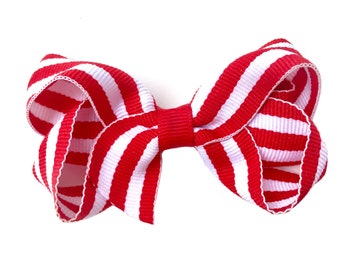 Red and white hair bow - hair bows, hair bows for girls, baby headband, baby bows, toddler bows, girls bows, pigtail bows