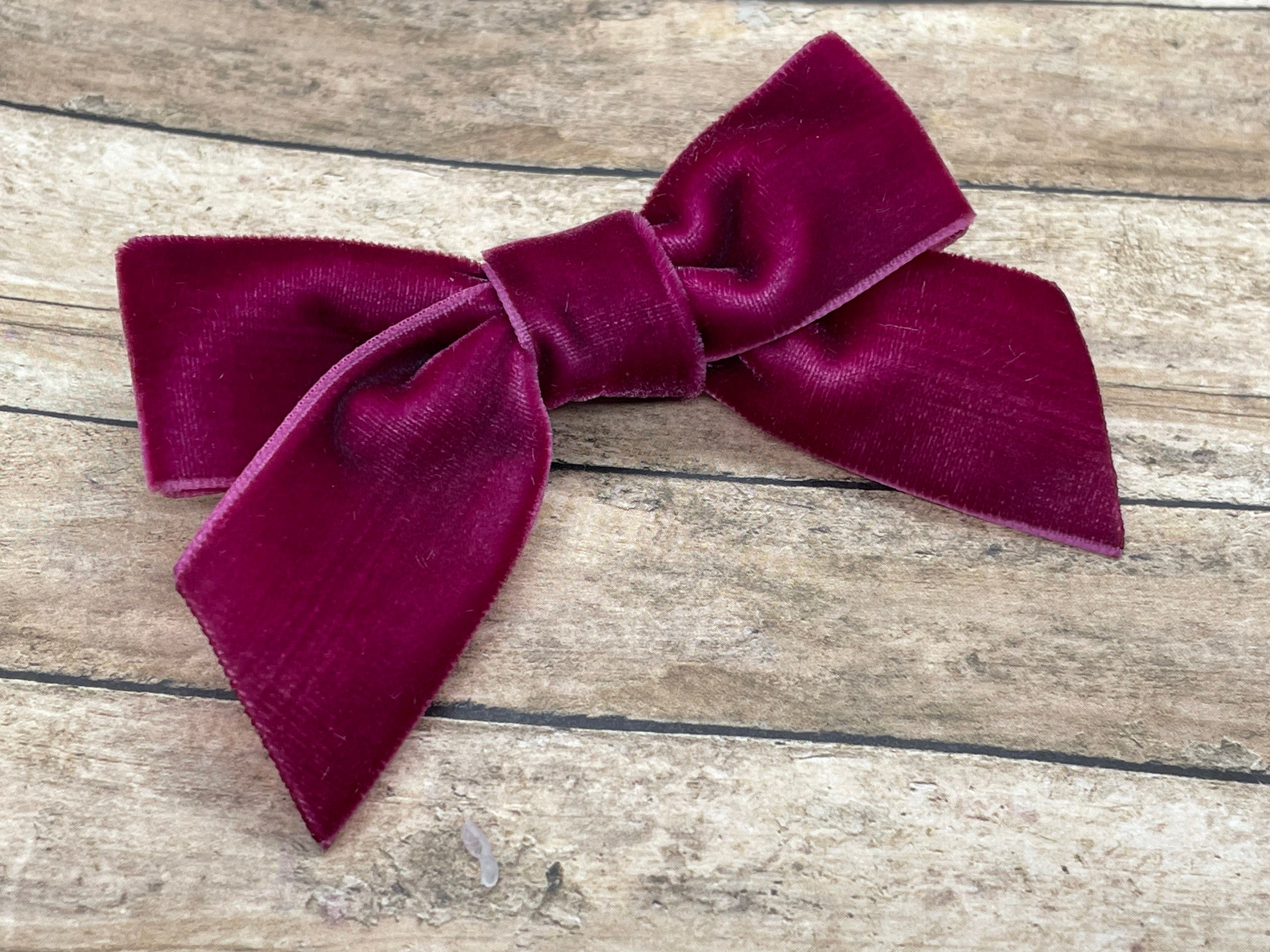 Burgundy velvet hair bow - hair bows, velvet bows, hair clips