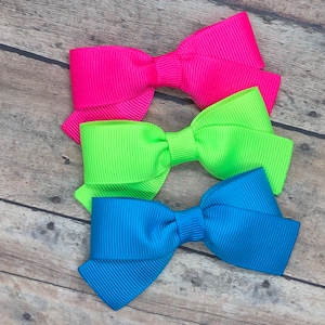 Set of 3 hair bows - hair bow set, 3 inch hair clips