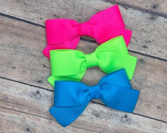 Set of 3 hair bows - hair bow set, hair bows for girls, baby bows, toddler bows, girls bows