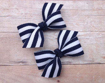 Navy blue pigtail bows - hair bows, baby bows, bows for girls, toddler bows, baby hair clips, small bows