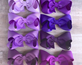 YOU PICK purple hair bow - hair bows for girls, toddler hair bows, boutique hair bows, 4 inch hair bows