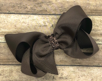 Brown hair bow - hair bows, bows for girls, toddler hair bows, boutique hair bow, 4 inch hair bows