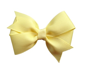 Light yellow hair bow - hair bows for girls, baby bows, toddler bows, pigtail bows, 3 inch hair bows