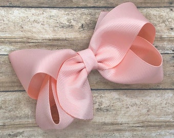 Light peach hair bow - hair bows, bows for girls, toddler hair bows, boutique bows, baby bows, 4 inch hair bows