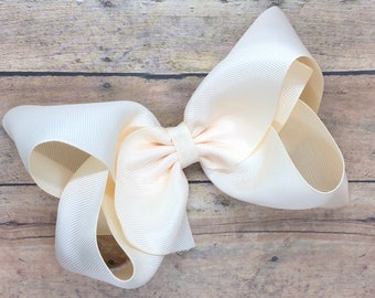 Ivory hair bow - hair bows, hair bows for girls, girls hair bows, big hair bows, large bows, toddler bows