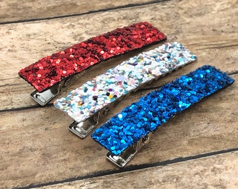 Set of 3 glitter hair clips - hair bows, hair clips, bows for girls, baby bows, hair clips for girls, baby hair clips, hairbows